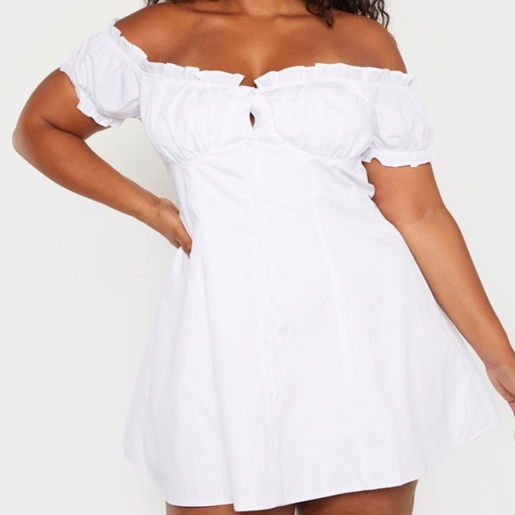Plus White Shirt Dress - Picture 1 of 1